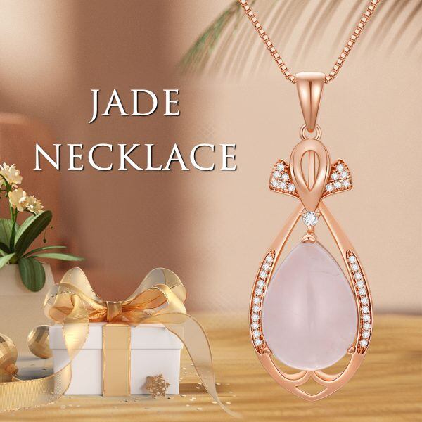 Sterling Silver Rose Quartz Pendant Necklaces-5