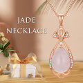 wholesale Rose Gold Plated Teardrop Rose Quartz Pendant Necklace with CZ Accents for Women-0-5