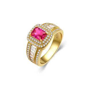 Sterling Silver Square Pink Sapphire Eternity Rings-0