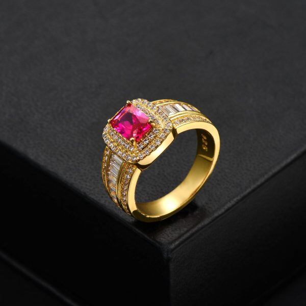 Sterling Silver Square Pink Sapphire Eternity Rings-4