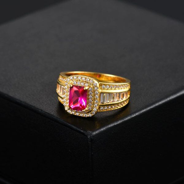 Sterling Silver Square Pink Sapphire Eternity Rings-5