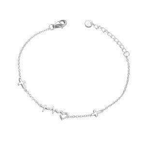 Sterling Silver Faith Hope Love Chain Bracelets-0