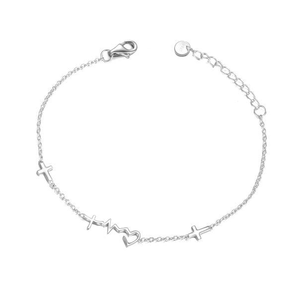 Sterling Silver Faith Hope Love Chain Bracelets-0