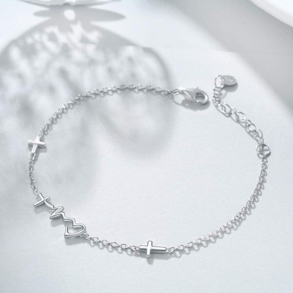 Sterling Silver Faith Hope Love Chain Bracelets-3