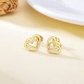wholesale 14K Gold Heart Studs Minimalist  for Her Valentine's Day Present Girlfriend Birthday -0-3