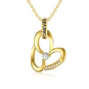 14K Solid Gold Forever Heart Pendant Necklace-0