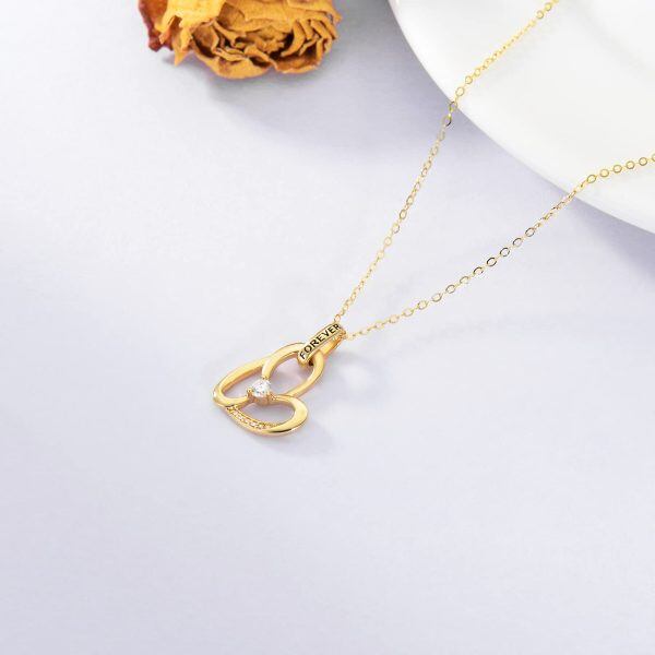 14K Solid Gold Forever Heart Pendant Necklace-4