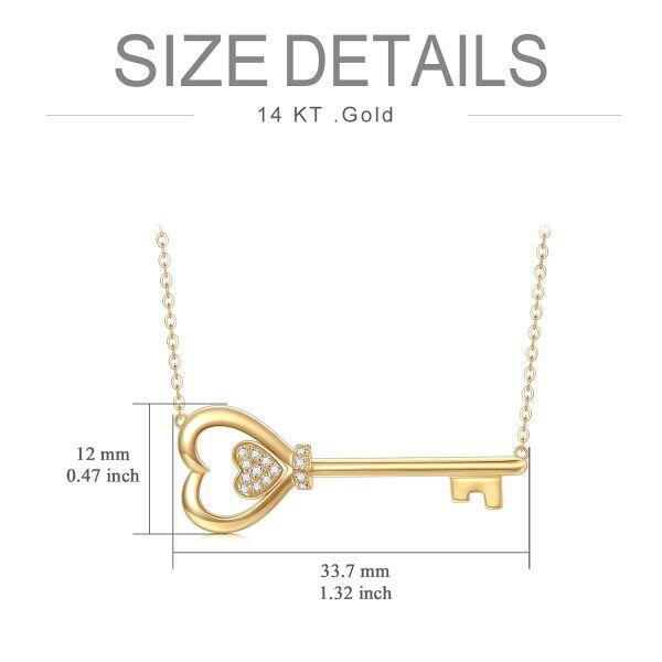 14K Solid Gold Key to Heart Necklace-1