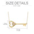 wholesale 14K Gold Heart-Shaped Key Pendant Necklace with Diamonds - Valentines Day Gift for Women-0-1