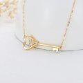wholesale 14K Gold Heart-Shaped Key Pendant Necklace with Diamonds - Valentines Day Gift for Women-0-4