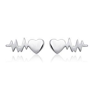 Sterling Silver Heartbeat Stud Earrings-0