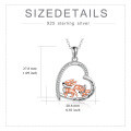 wholesale 925 Sterling Silver Heart-Shaped Fox Family Necklace with Crystal Accents and Engraved Message I Love You Forever Perfect Gift for Women & Girls-0-1