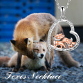 wholesale 925 Sterling Silver Heart-Shaped Fox Family Necklace with Crystal Accents and Engraved Message I Love You Forever Perfect Gift for Women & Girls-0-5
