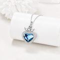 wholesale 925 Sterling Silver Blue Crystal Heart with Angel Wings Cremation Keepsake Pendant Necklace-0-4