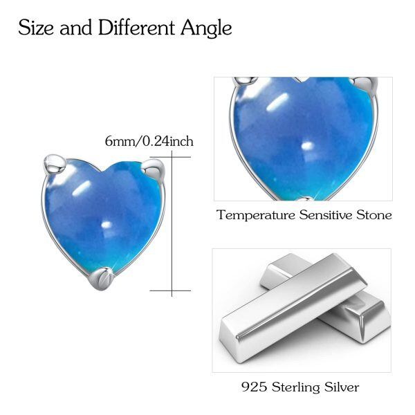 Sterling Silver Blue Discoloration stone Stud Earrings-1