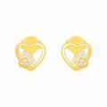 wholesale 14K Gold Heart-Shaped Studs with Crystal Paw Prints - For Women & Teen Girls' Pet Lover Gifts-0-0