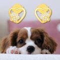 wholesale 14K Gold Heart-Shaped Studs with Crystal Paw Prints - For Women & Teen Girls' Pet Lover Gifts-0-5
