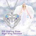 wholesale 925 Sterling Silver Heart with Angel Wings and Cross Pendant Necklace - Gifts for Women-0-5