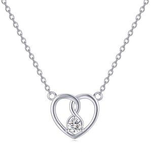 Sterling Silver Celtic Knot Heart Pendant Necklace-0