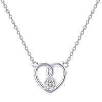wholesale 925 Sterling Silver Heart & Infinity Cubic Zirconia Pendant Necklace for Women Teen Girls Valentines Day Gifts- Rhodium Plated
