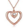 wholesale 925 Sterling Silver Rose Gold Plated Double Heart with Cubic Zirconia Pendant for Women's Love s-0-0