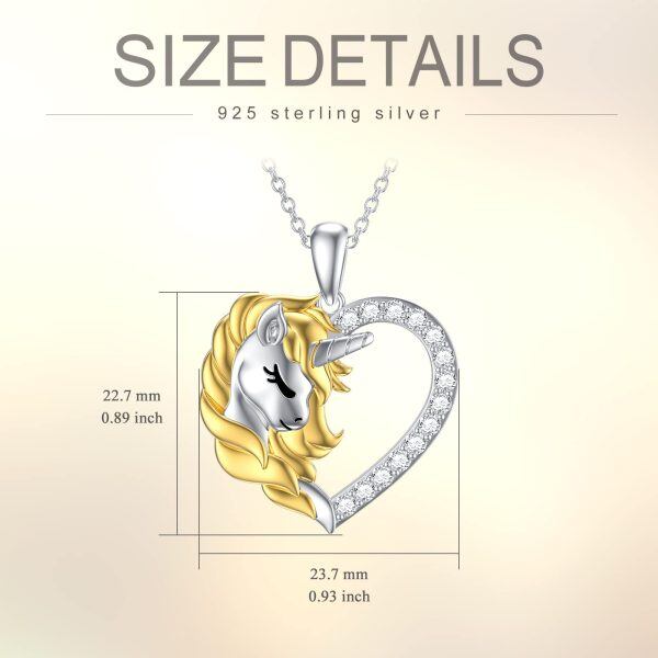 Sterling Silver Unicorn Heart Pendant Necklace-1