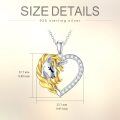 wholesale 925 Sterling Silver & 18K Gold Plated Unicorn Head in Heart Shape Pendant Necklace w/ Cubic Zirconia Stones for Women and Girls-0-1