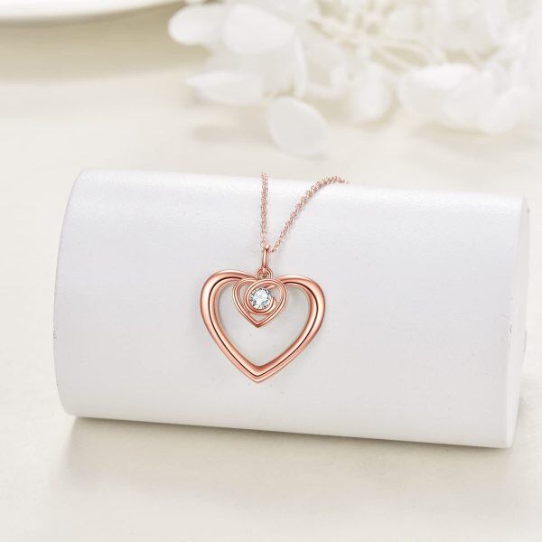 Sterling Silver Double Heart Pendant Necklace-4