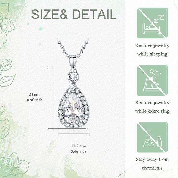 Sterling Silver Moissanite Teardrop Pendant Necklace-1