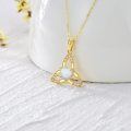 wholesale 14K Gold Triquetra Opal & Cubic Zirconia Heart Pendant Necklace - 16 Chain-0-3