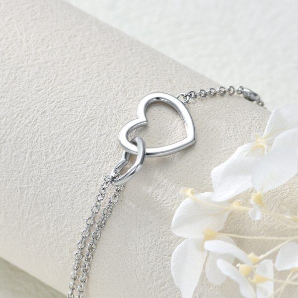 Sterling Silver Heart Layered Anklet Bracelets-2