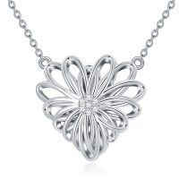 wholesale 925 Sterling Silver Daisy Flower Pendant with Cubic Zirconias for Women- Rhodium Plated