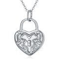 wholesale 925 Sterling Silver Gothic Heart Padlock Charm Necklace Pendant Jewelry for Women Girls-0-0