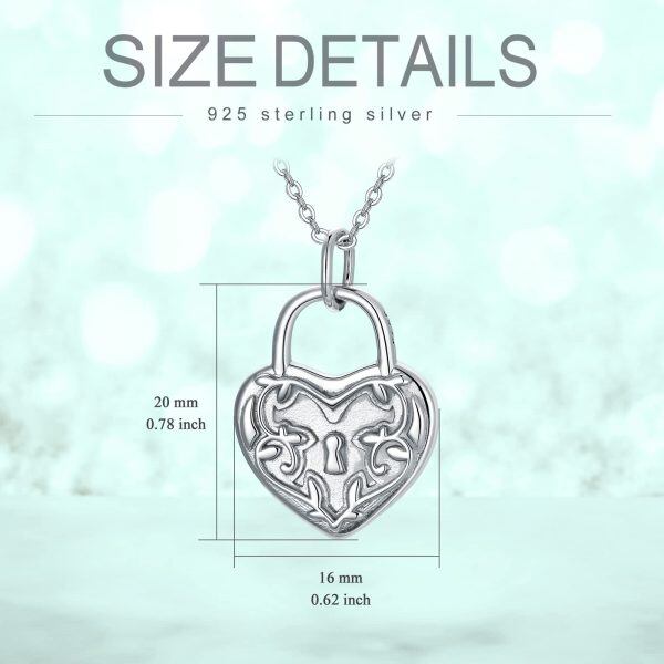 Sterling Silver Victoria Lock Heart Pendant Necklace-1