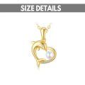 wholesale 14K Yellow Gold Freshwater Pearl Dolphin Heart Pendant Necklace for Women and Girls-0-1