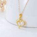 wholesale 14K Yellow Gold Freshwater Pearl Dolphin Heart Pendant Necklace for Women and Girls-0-3