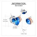 wholesale 925 Sterling Silver Blue Crystal Dolphins Heart Pendant Necklaces Ocean Gifts for Women Girlfriends-0-1