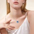 wholesale 925 Sterling Silver Blue Crystal Dolphins Heart Pendant Necklaces Ocean Gifts for Women Girlfriends-0-2