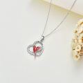 wholesale 925 Sterling Silver Red Enamel Cardinal Heart Pendant Necklace Always in My Heart - Inspirational Bird Memorial s for Women-0-4