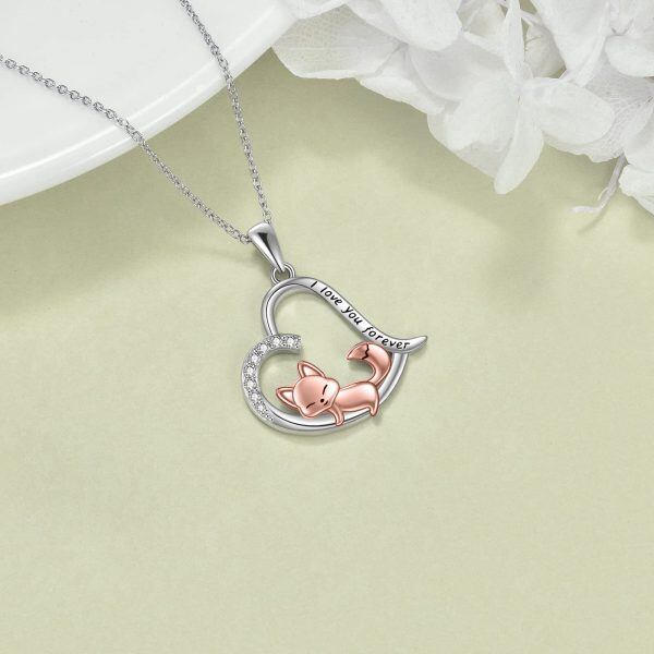 Sterling Silver Fox Pendant Necklace-4