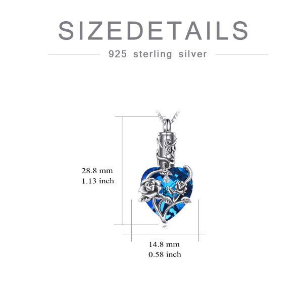 Sterling Silver Rose Heart Crystal Urn Necklace-1