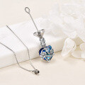 wholesale 925 Sterling Silver Blue Heart Crystal Rose Cremation Urn Pendant Necklace with Funnel and Fill Tool-0-4