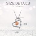 wholesale 925 Sterling Silver Rose Gold Flower in Heart-Shaped Frame Pendant Necklace for Women-0-1