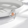 wholesale 925 Sterling Silver Rose Gold Flower in Heart-Shaped Frame Pendant Necklace for Women-0-3