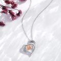 wholesale 925 Sterling Silver Rose Gold Flower in Heart-Shaped Frame Pendant Necklace for Women-0-4