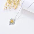 wholesale 925 Sterling Silver and Citrine Heart Pendant Necklace for Women - Elegant -0-4