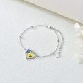 wholesale 925 Sterling Silver Sunflower & Blue Butterfly Charm Bracelet - Boho Style Jewelry for Women-0-4
