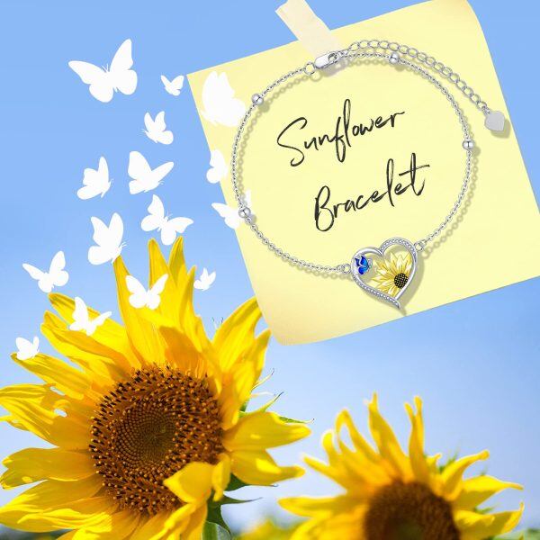 Sterling Silver Sunflower Butterfly Chain Bracelets -5