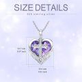 wholesale 925 Sterling Silver CZ Heart with Angel Wings Pendant Necklaces for Women - Religious Gifts-0-1