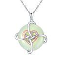 wholesale 925 Sterling Silver Green Jade Celtic Love Knot Heart Pendant Necklace Valentines Mothers Day Gifts for Her-0-0